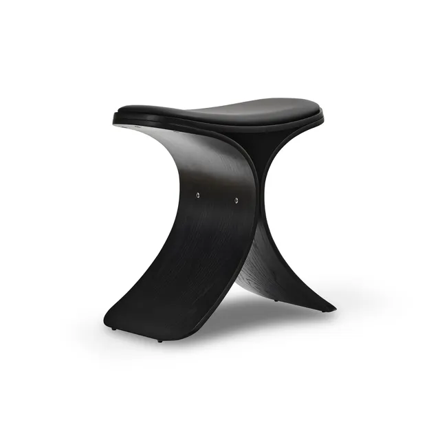 gejst-luno-tabouret-ch-ne-noir-cuir-noir-design image 1
