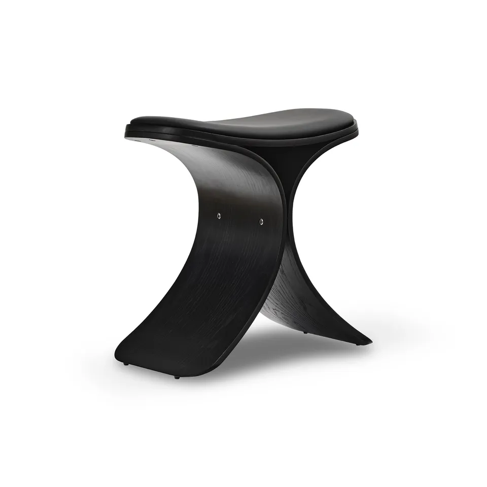 gejst-luno-tabouret-ch-ne-noir-cuir-noir-design image 1