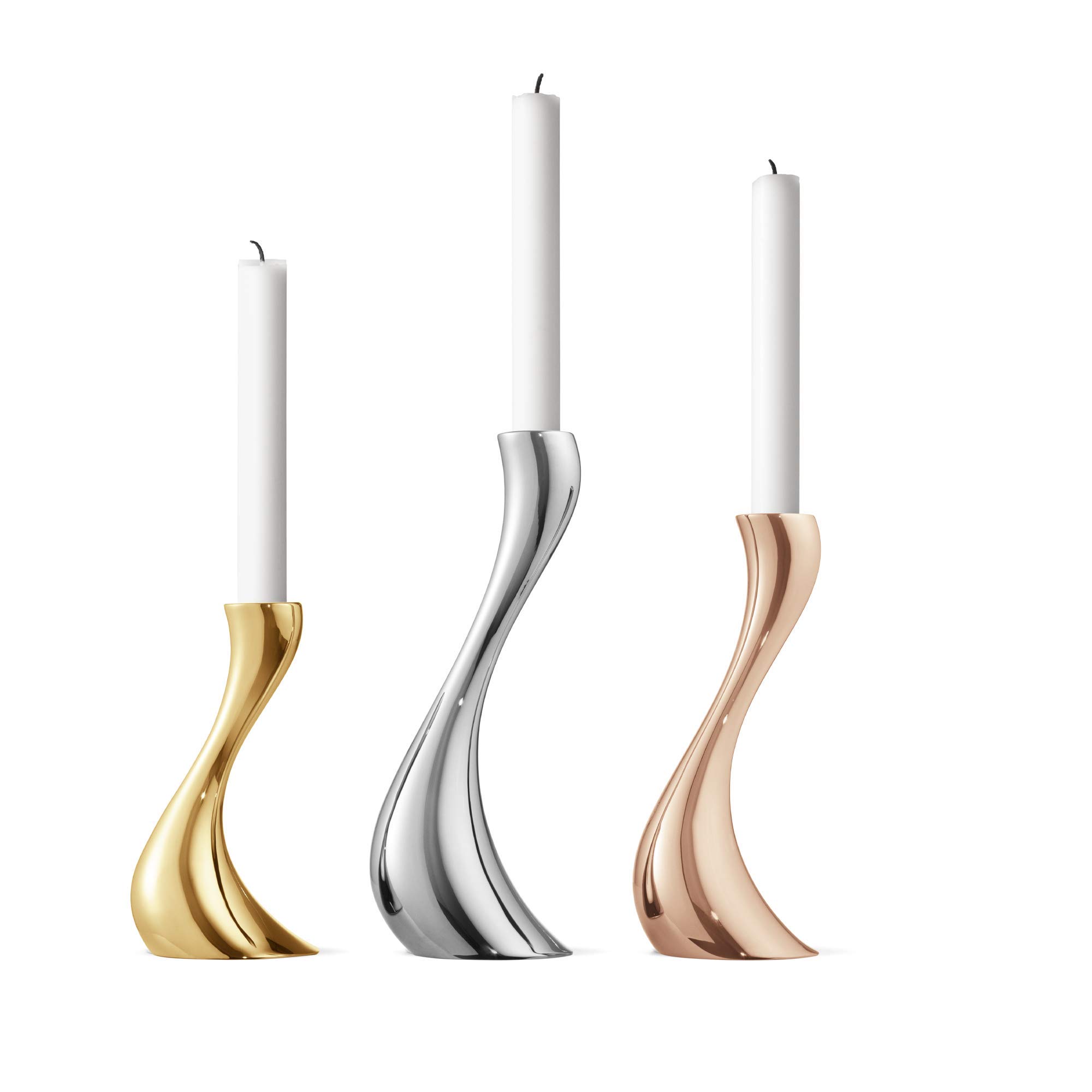 georg-jensen-cobra-lot-3-bougeoirs-dor-s-s-m-l image 1