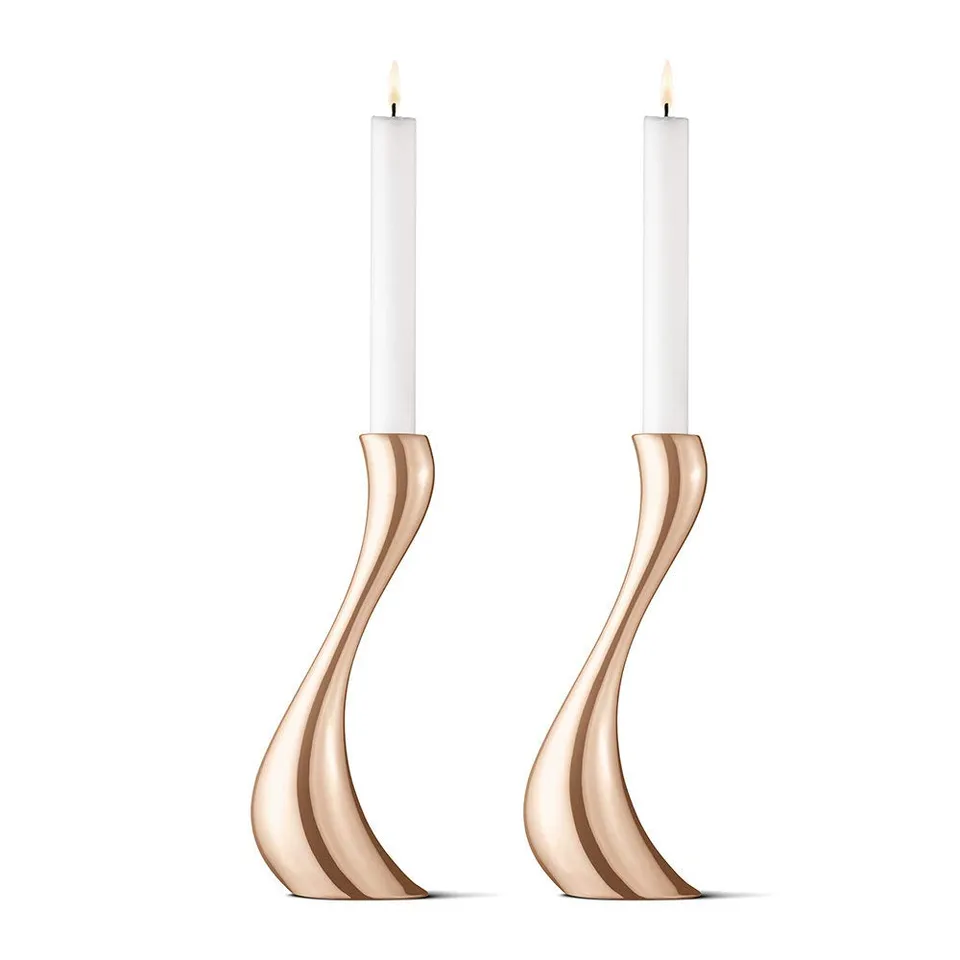 georg-jensen-cobra-2-bougeoirs-or-rose-m-200-mm image 1