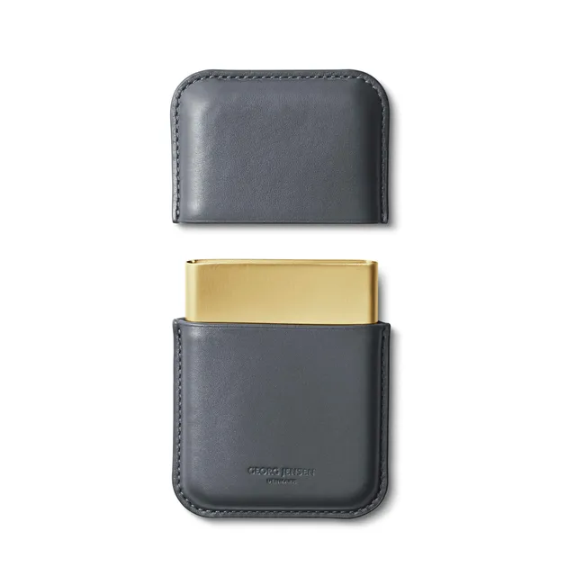 georg-jensen-shades-porte-cartes-de-visite-cuir-bleu-laiton image 1