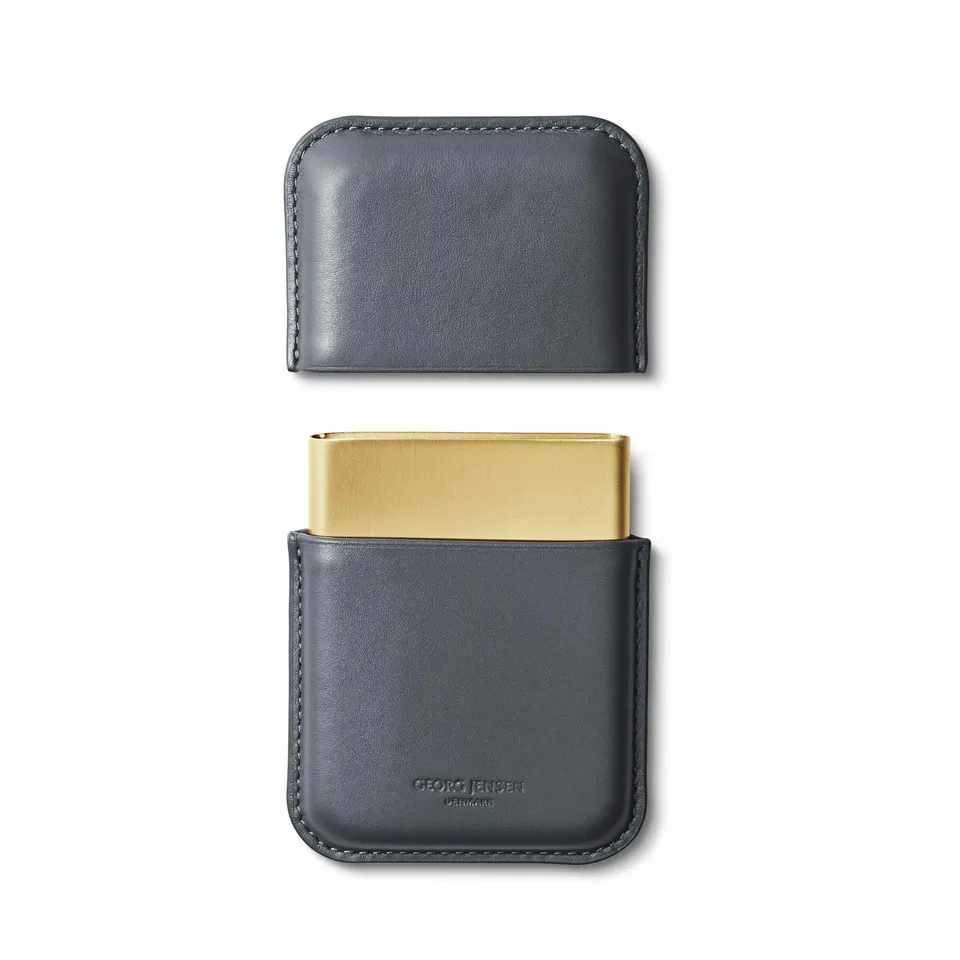 georg-jensen-shades-porte-cartes-de-visite-cuir-bleu-laiton image 1