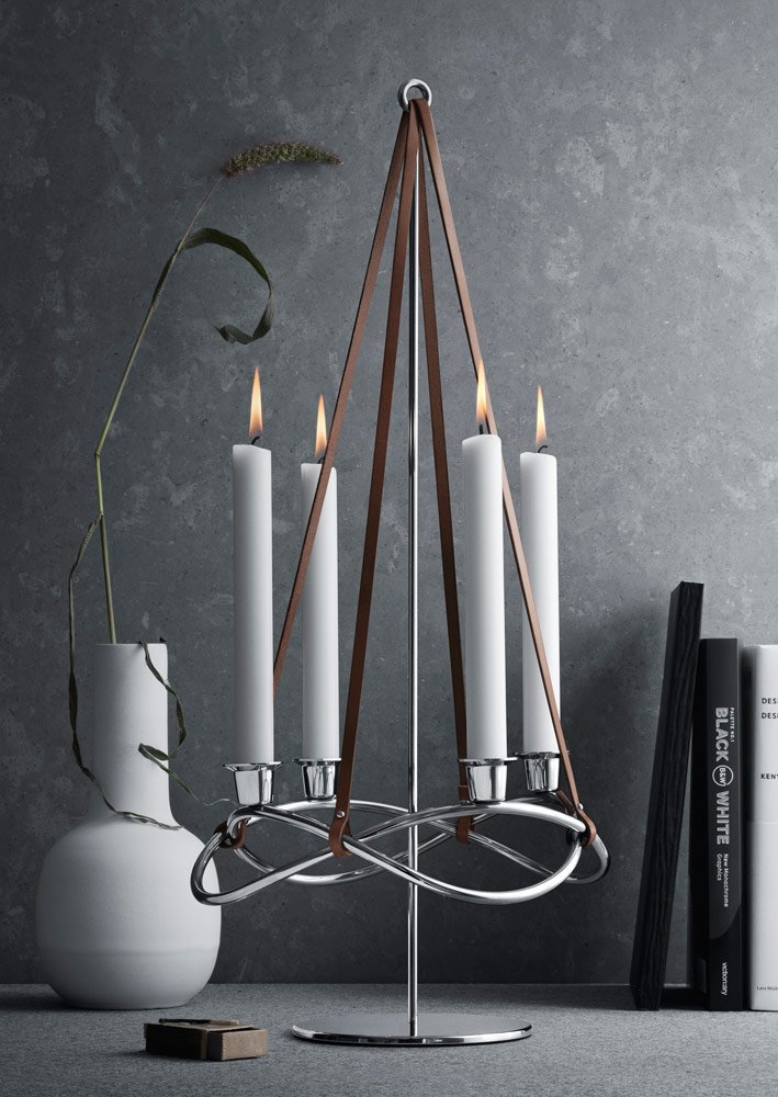 georg-jensen-season-extension-bougeoir-inox-et-cuir-60-8-cm image 4
