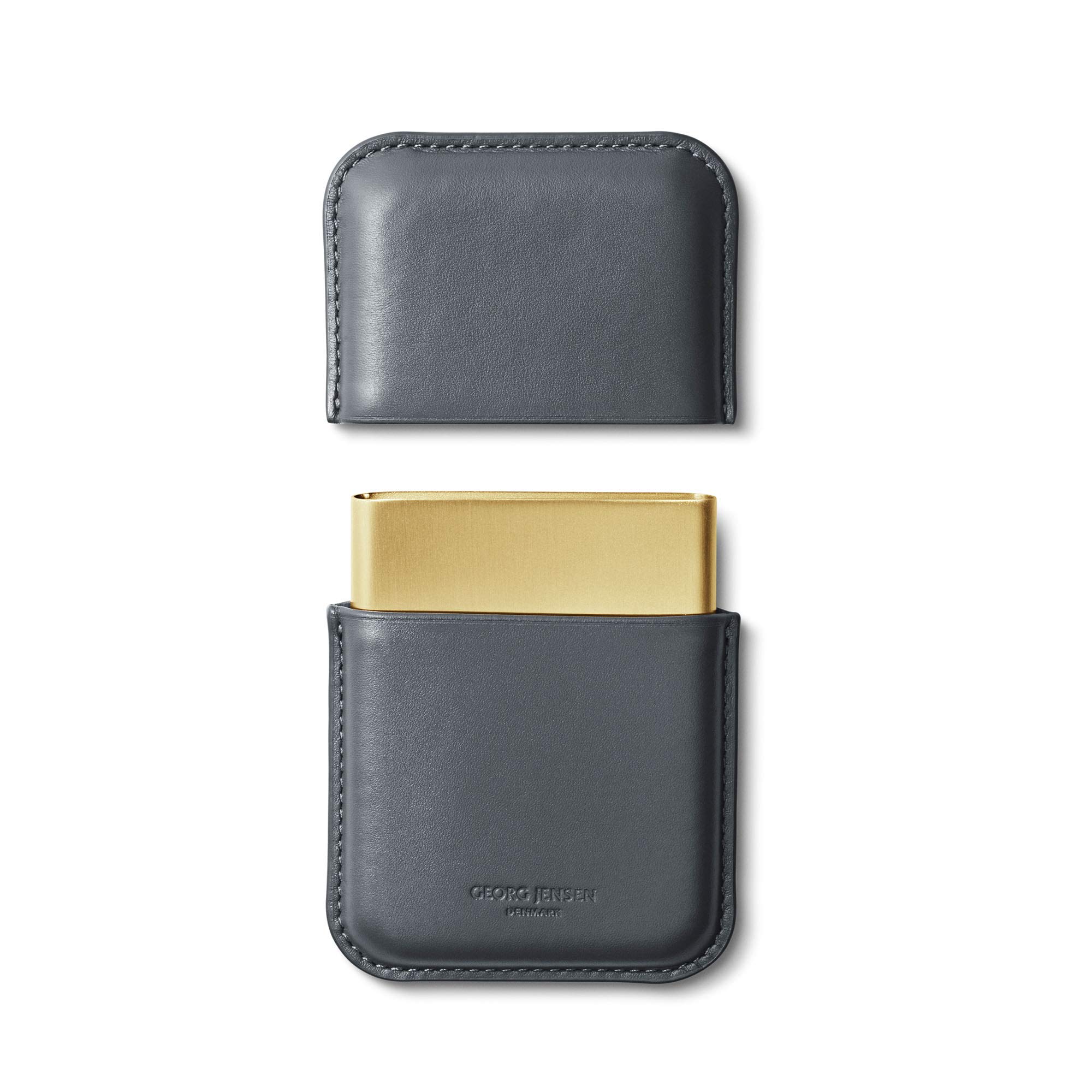 georg-jensen-shades-porte-cartes-de-visite-cuir-bleu-laiton image 1