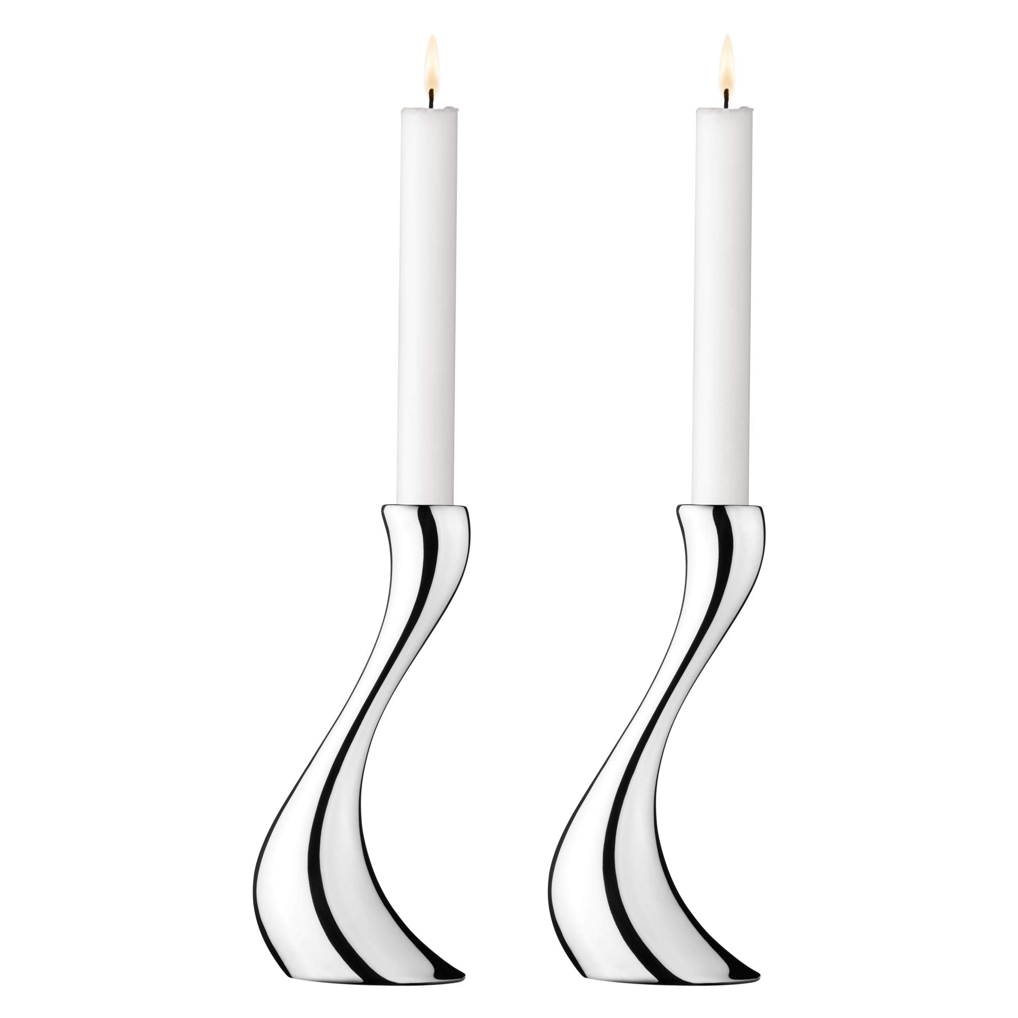 georg-jensen-cobra-bougeoir-inox-lot-de-2-miroir-20-cm image 1