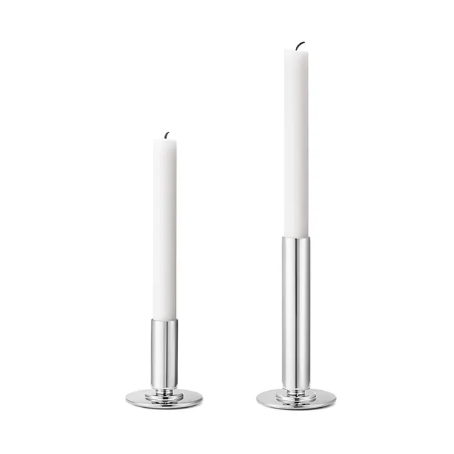 georg-jensen-manhattan-paire-bougeoirs-inox-petit-grand image 1