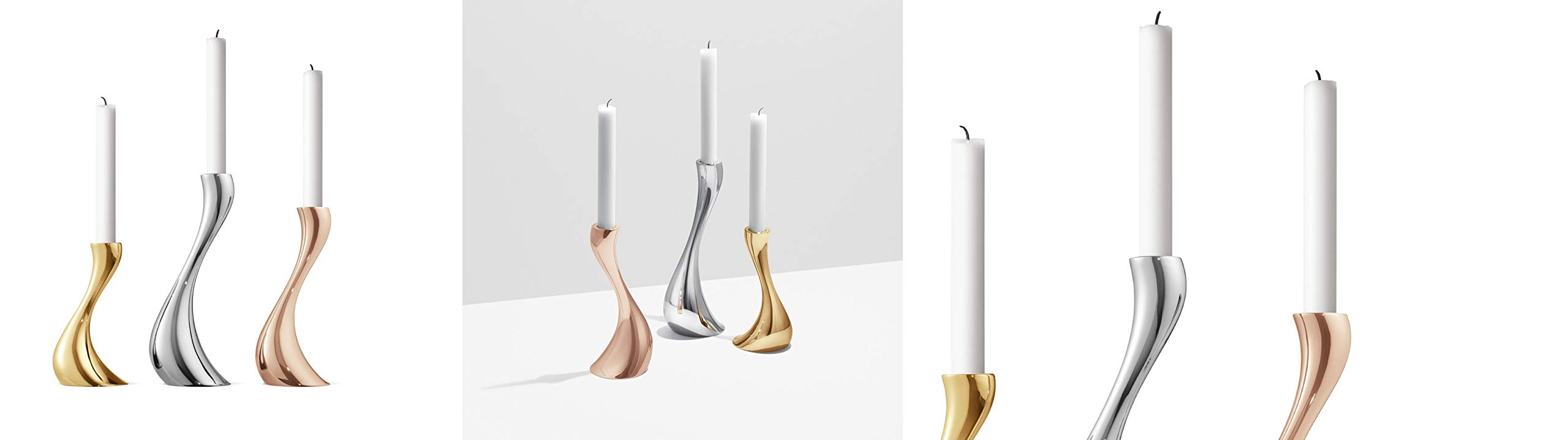 georg-jensen-cobra-lot-3-bougeoirs-dor-s-s-m-l image 4
