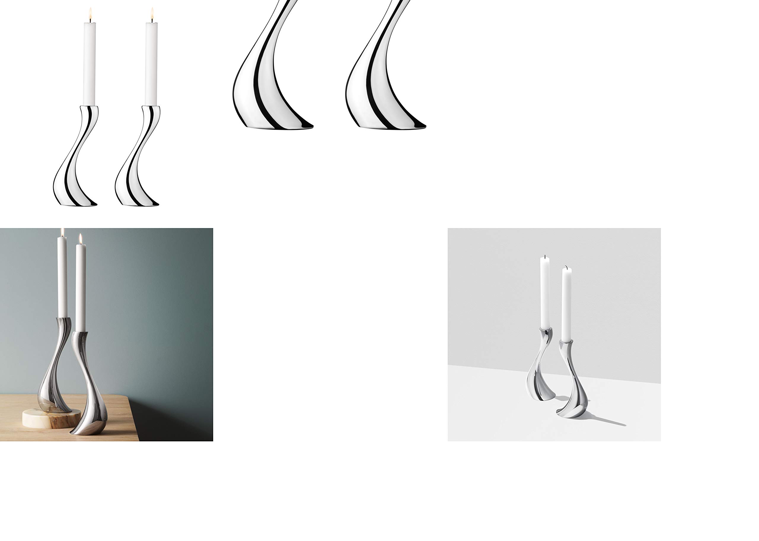 georg-jensen-cobra-bougeoir-inox-lot-de-2-miroir-20-cm image 5