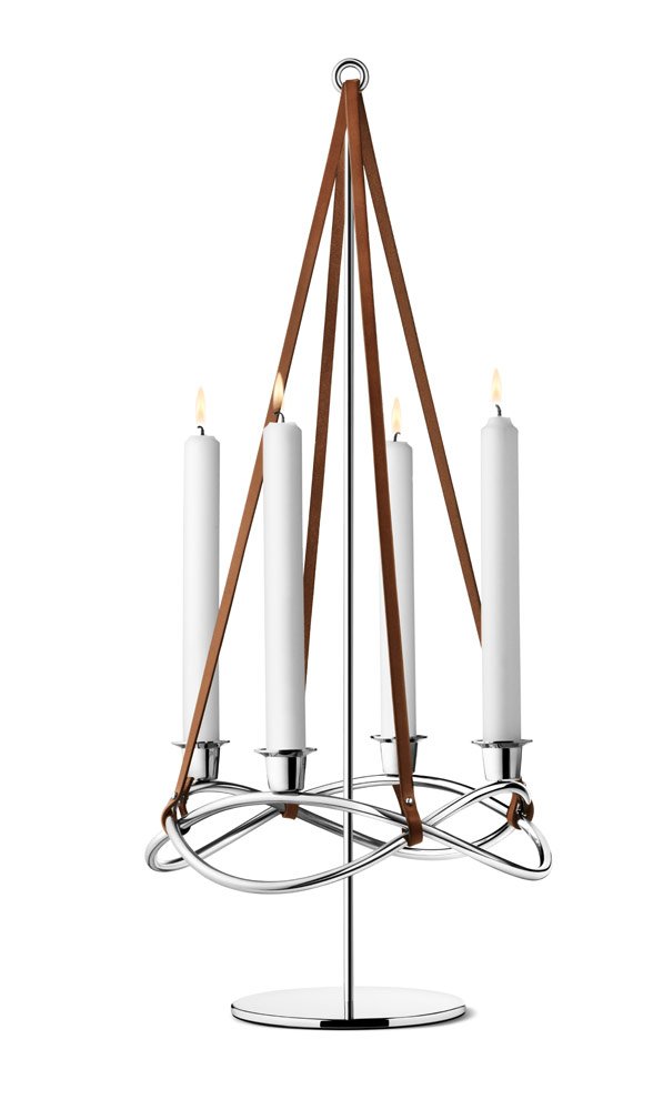 georg-jensen-season-extension-bougeoir-inox-et-cuir-60-8-cm image 3