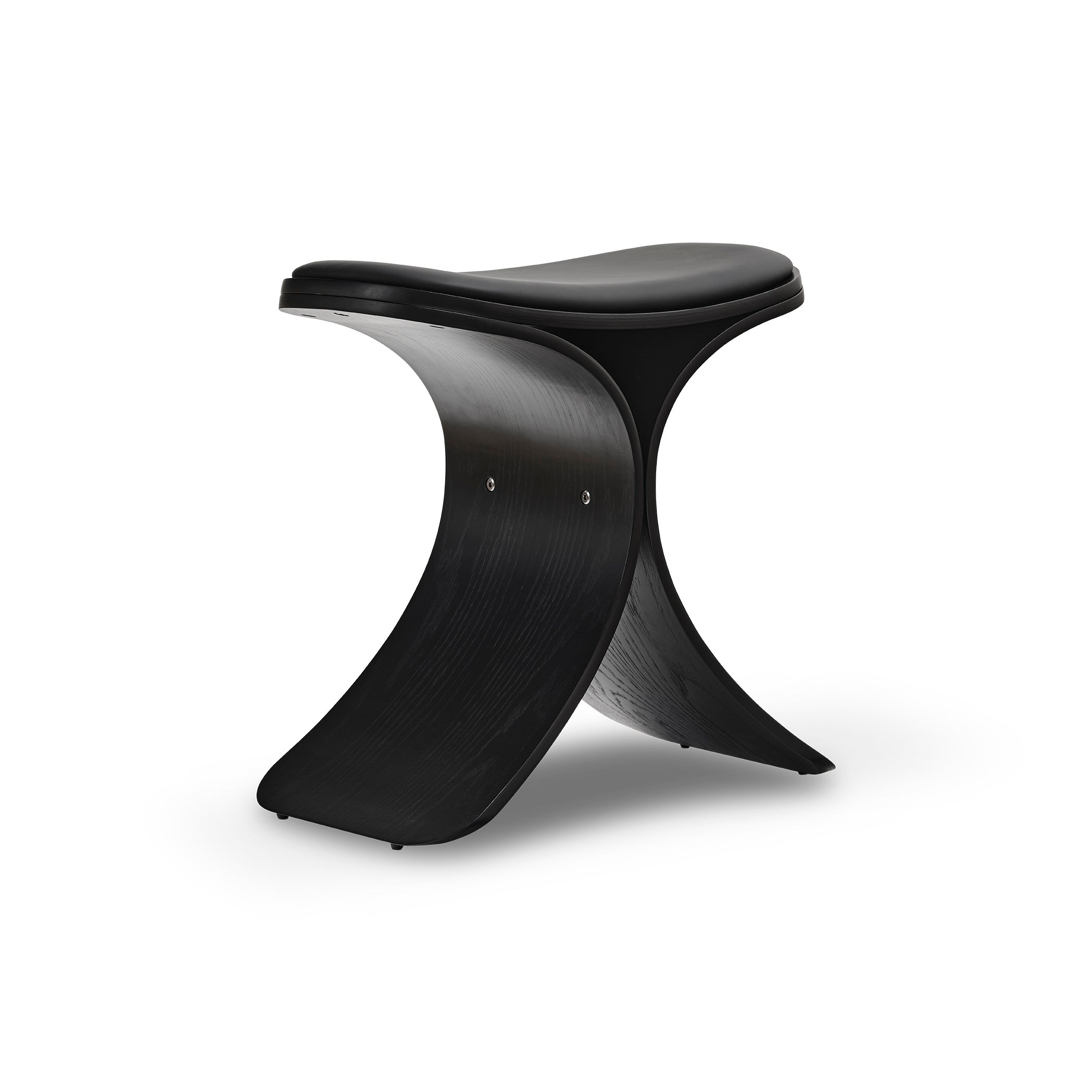 gejst-luno-tabouret-ch-ne-noir-cuir-noir-design image 1