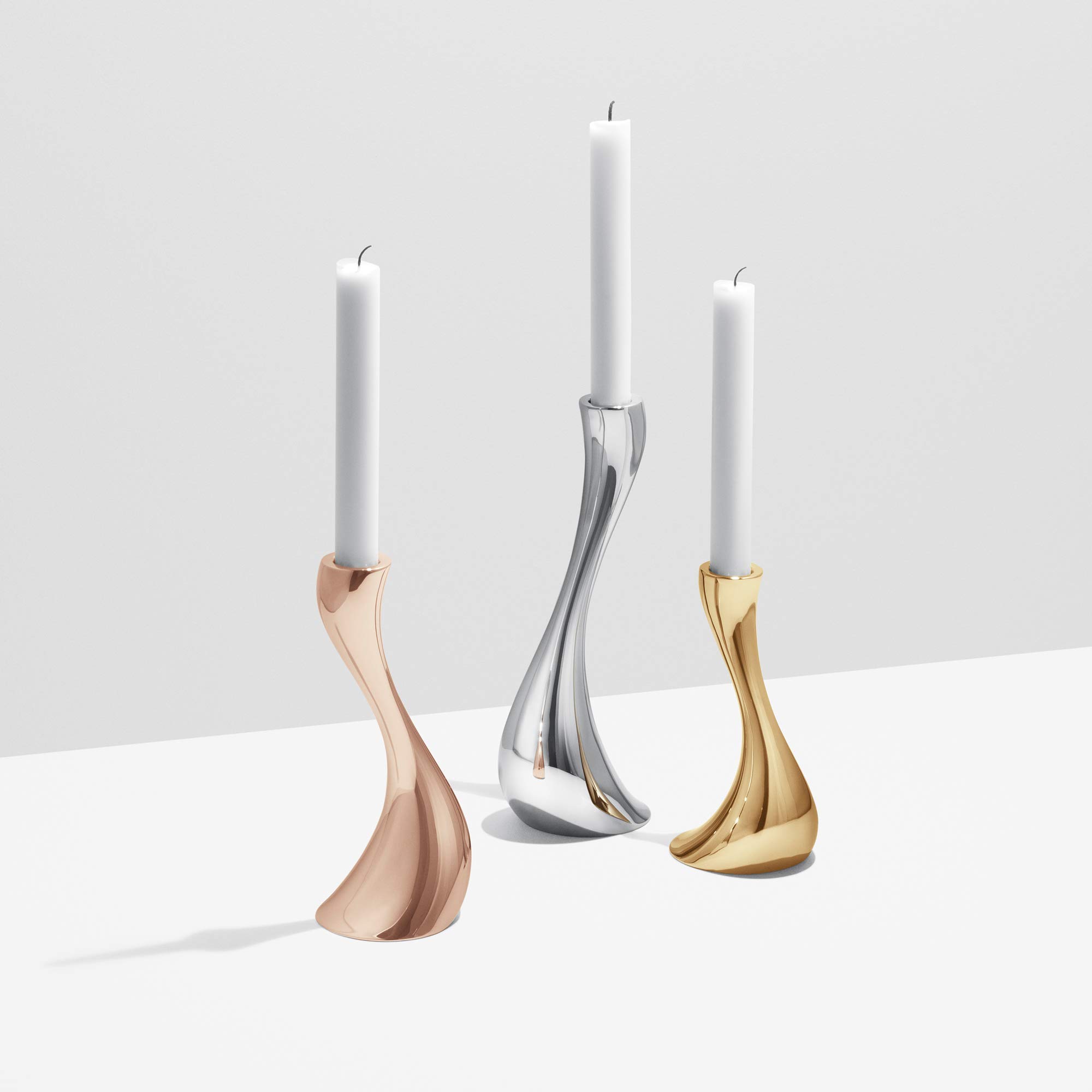 georg-jensen-cobra-lot-3-bougeoirs-dor-s-s-m-l image 2