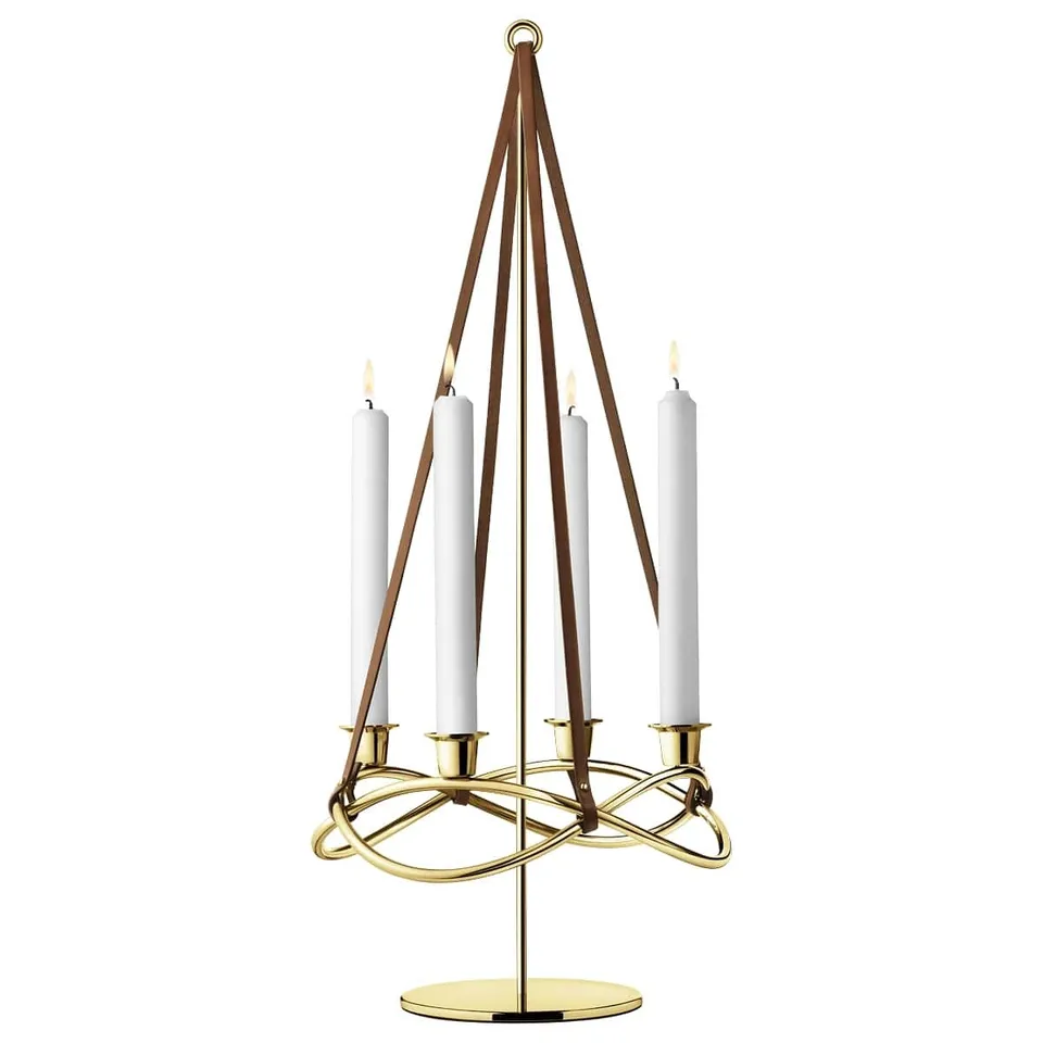 georg-jensen-season-embout-bougeoir-dor-cuir-60-8-cm image 1