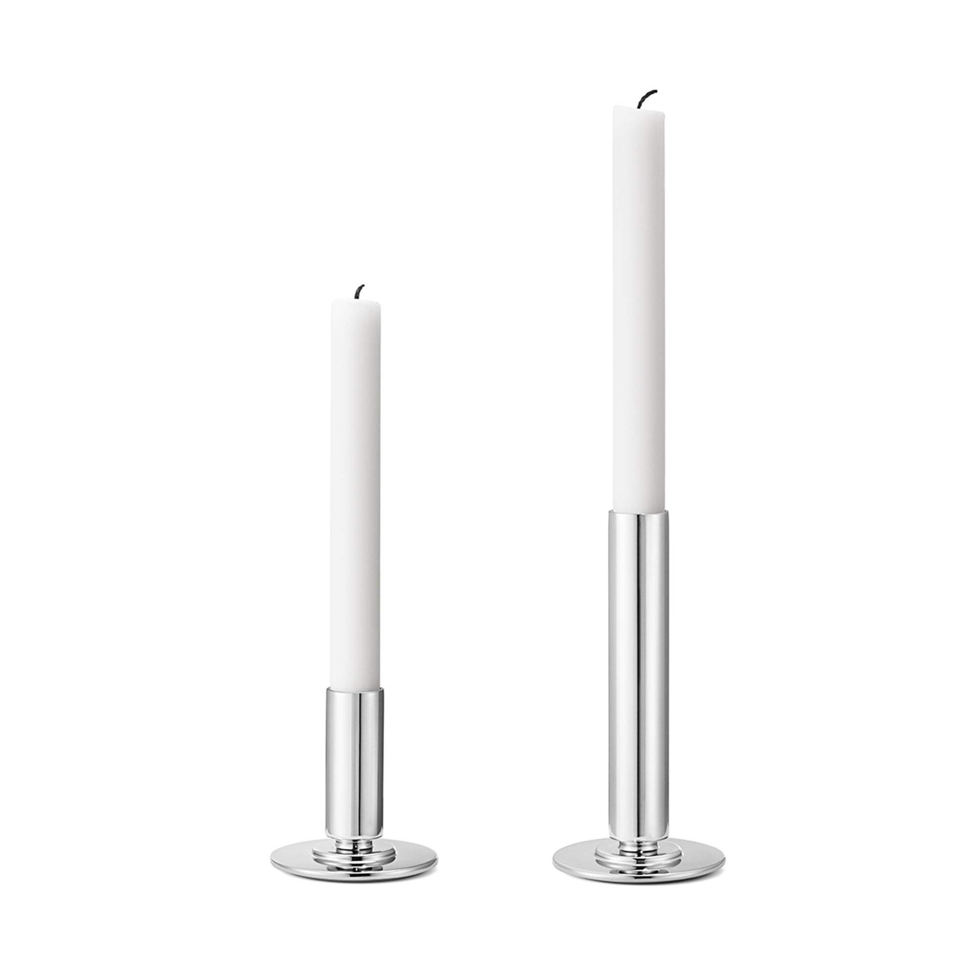 georg-jensen-manhattan-paire-bougeoirs-inox-petit-grand image 1