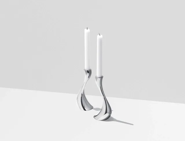 georg-jensen-cobra-bougeoir-inox-medium-2-bougies image 1