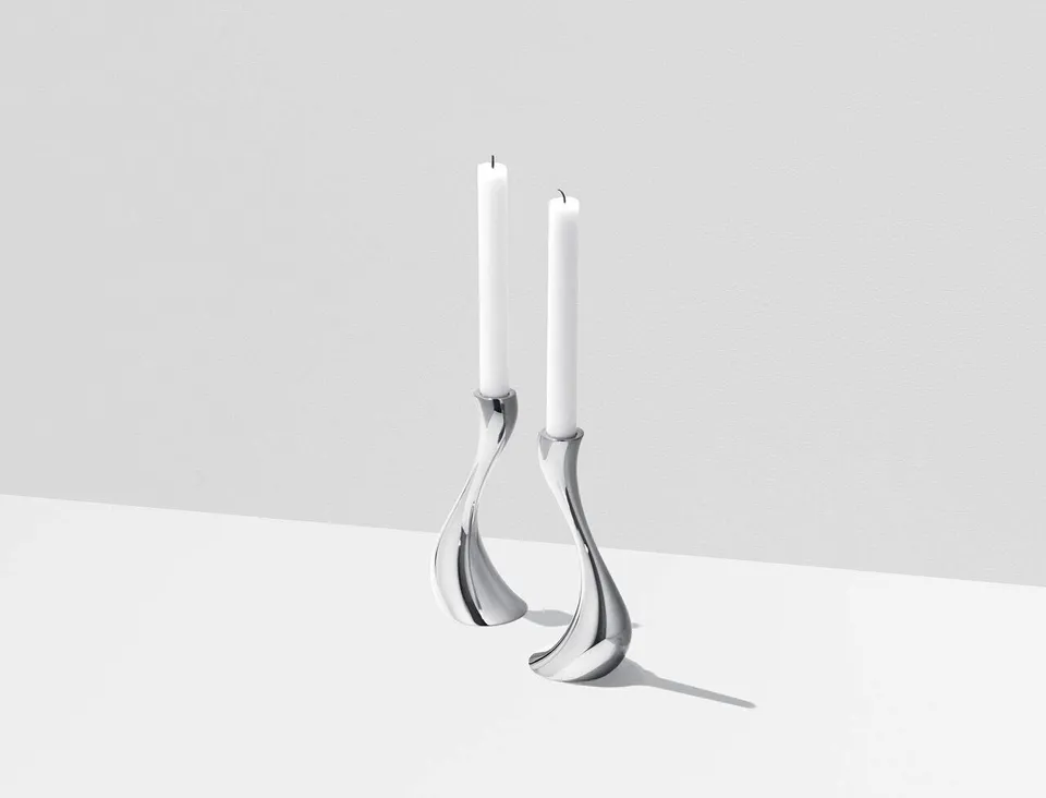 georg-jensen-cobra-bougeoir-inox-medium-2-bougies image 1