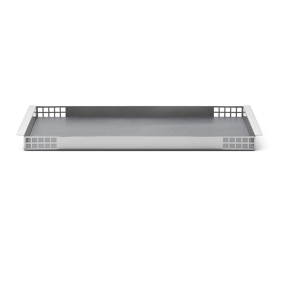 georg-jensen-matrix-plateau-inox-cuir-gris-forster image 1