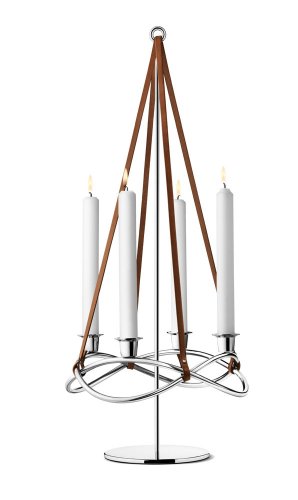 georg-jensen-season-extension-bougeoir-inox-et-cuir-60-8-cm image 7