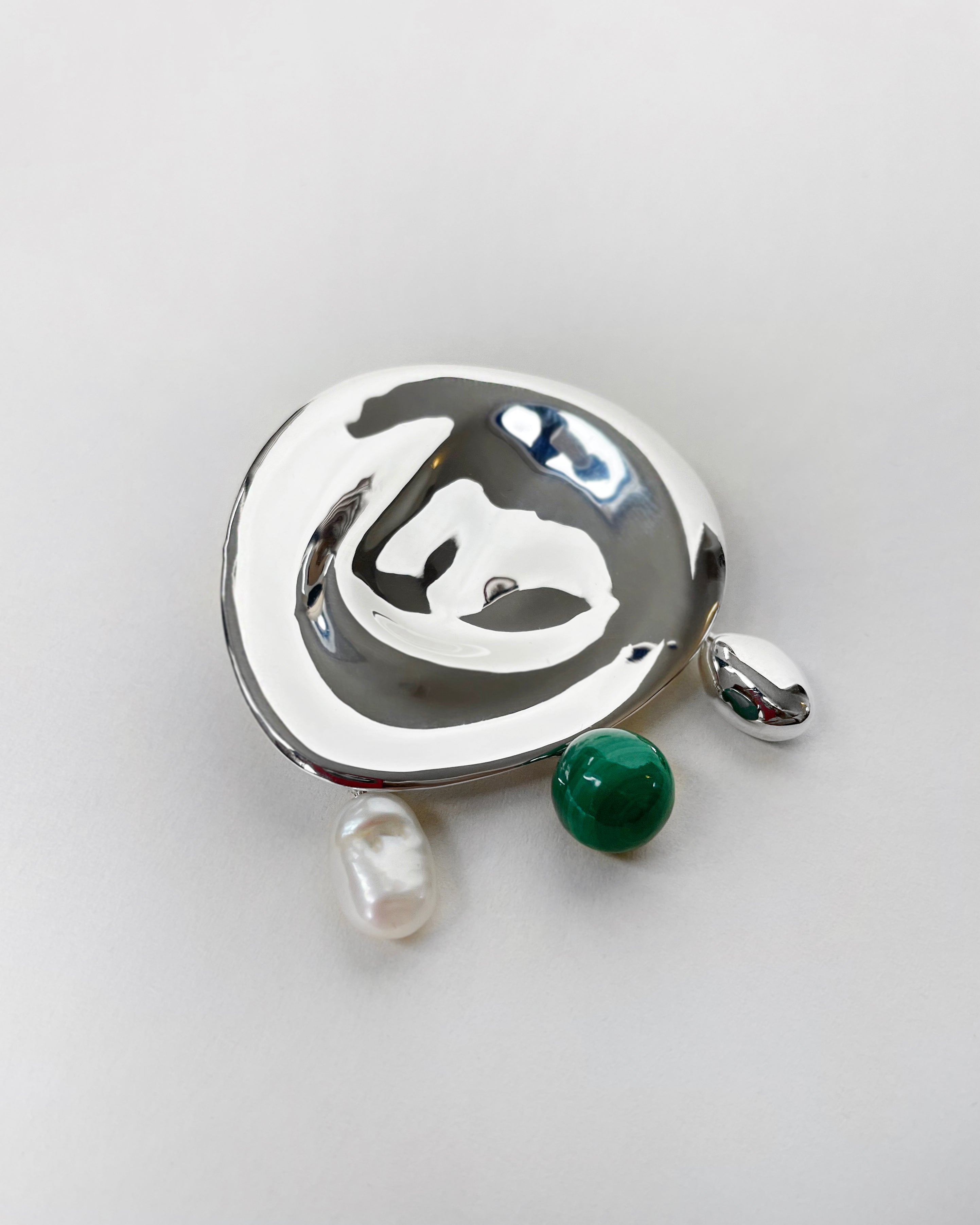 hein-studio-de-la-mer-broche-argent-perle-malachite image 5