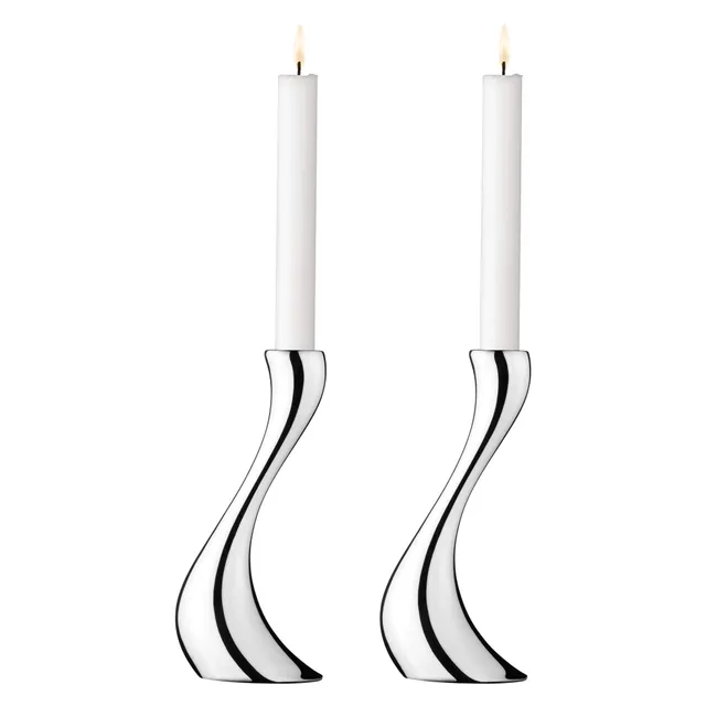 georg-jensen-cobra-bougeoir-inox-lot-de-2-miroir-20-cm image 1