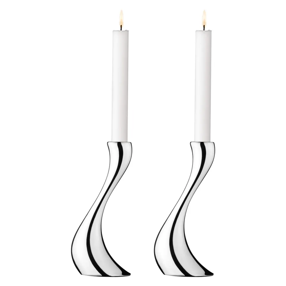 georg-jensen-cobra-bougeoir-inox-lot-de-2-miroir-20-cm image 1